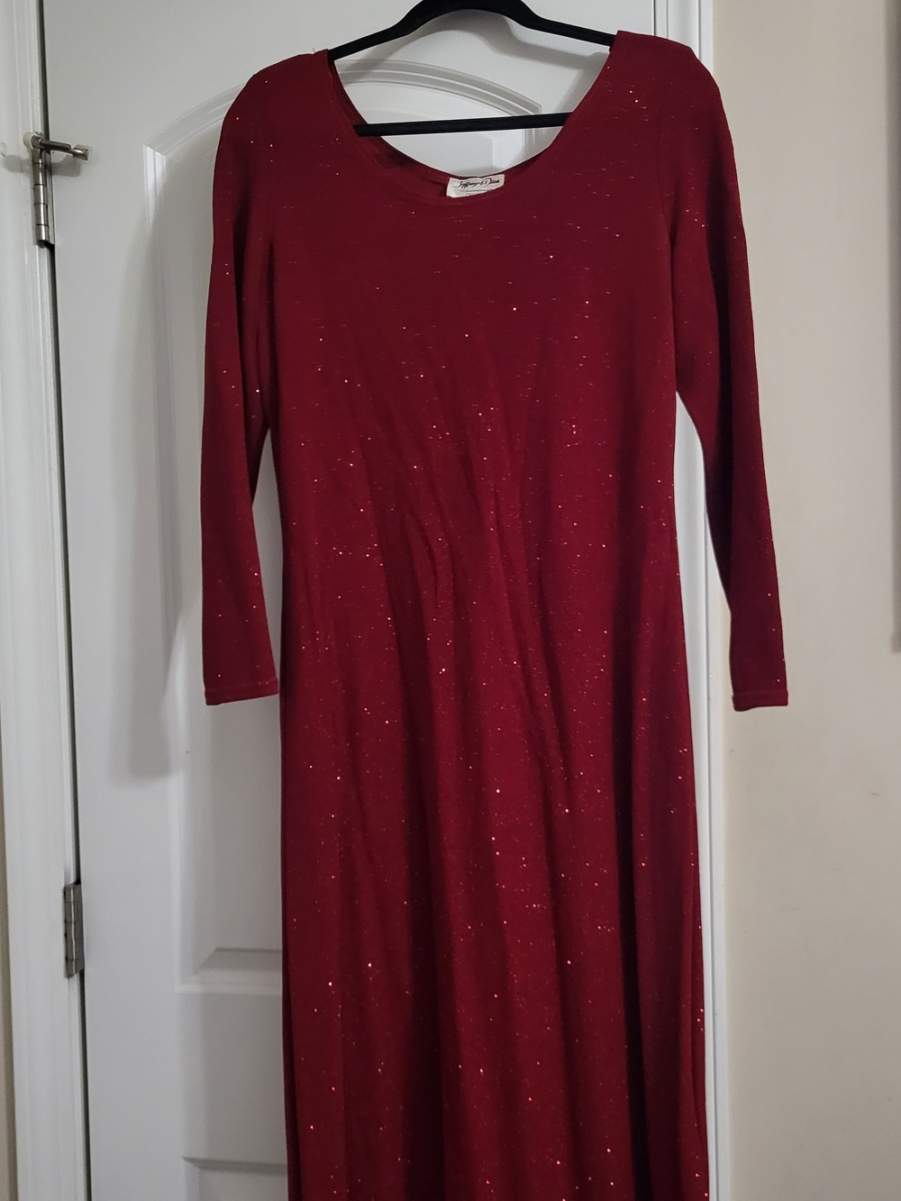 Women's Sparkle Long Sleeve Maxi Dress - Red
